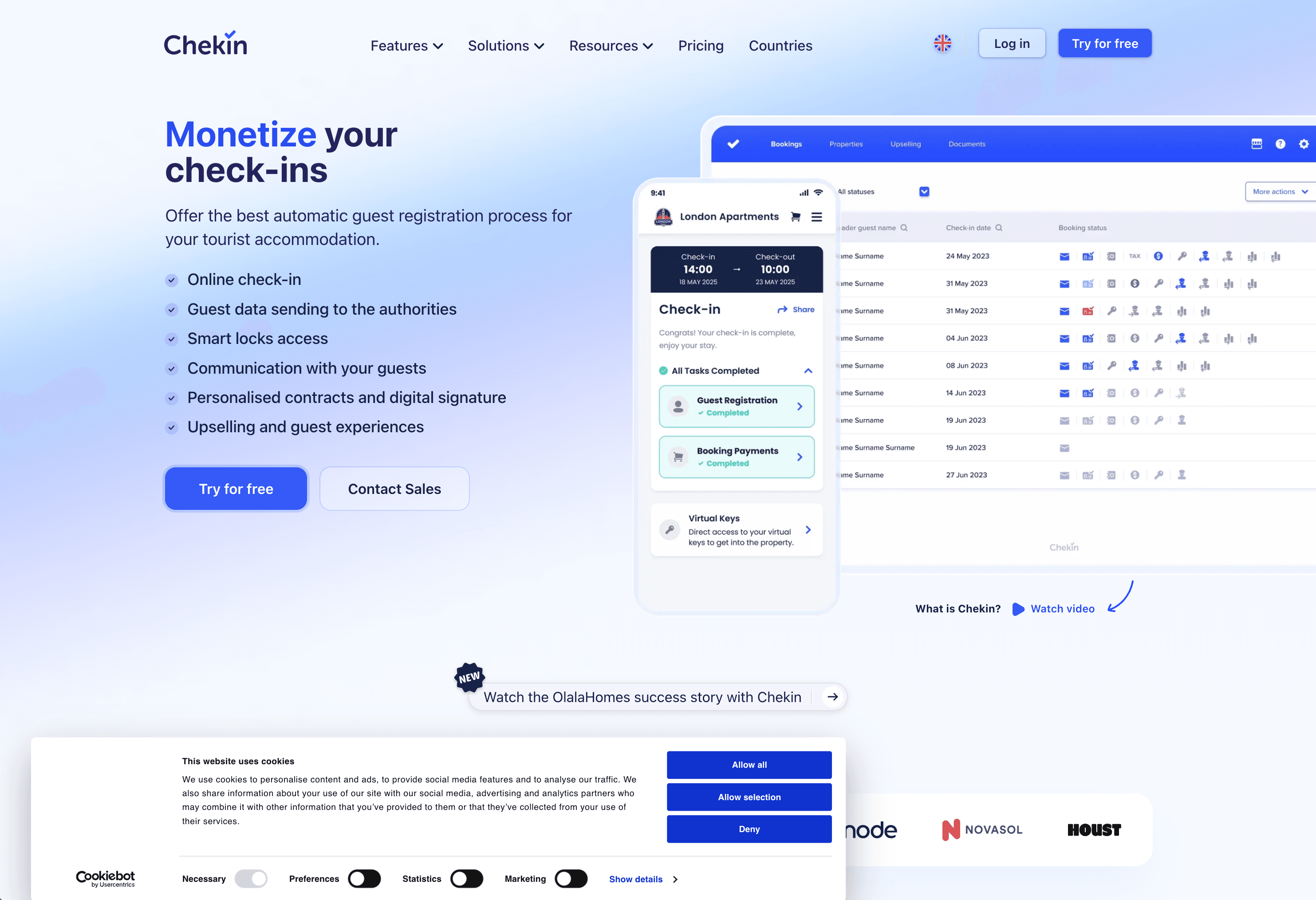 A web application for desktop and mobile devices for automate check-ins in booking apps